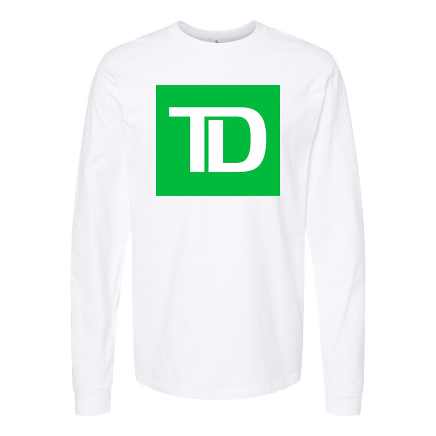 Men's TD-Bank-logo-1536x864 Long sleeves Cotton Blend T-Shirt - White