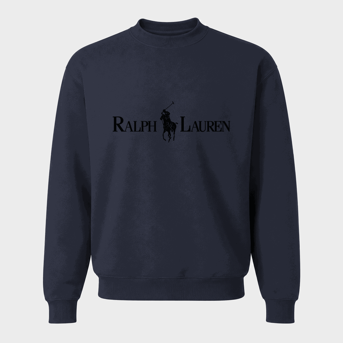Men's Polo Ralph Lauren Black Logo Crewneck Sweatshirt - Navy