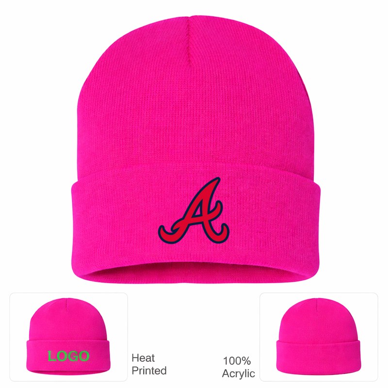 Atlanta Braves Beanie Hat - Hot Pink