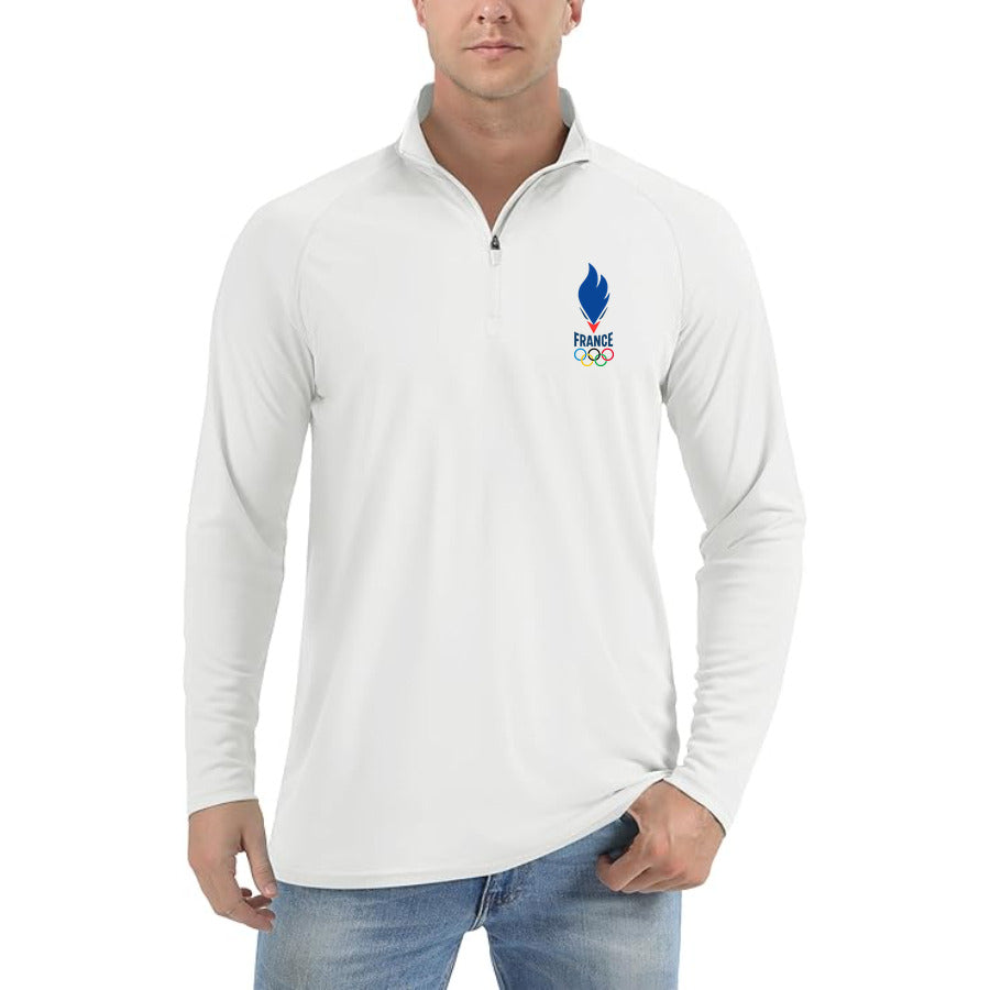 France 2024 logo quarter-zip athletic shirt in White