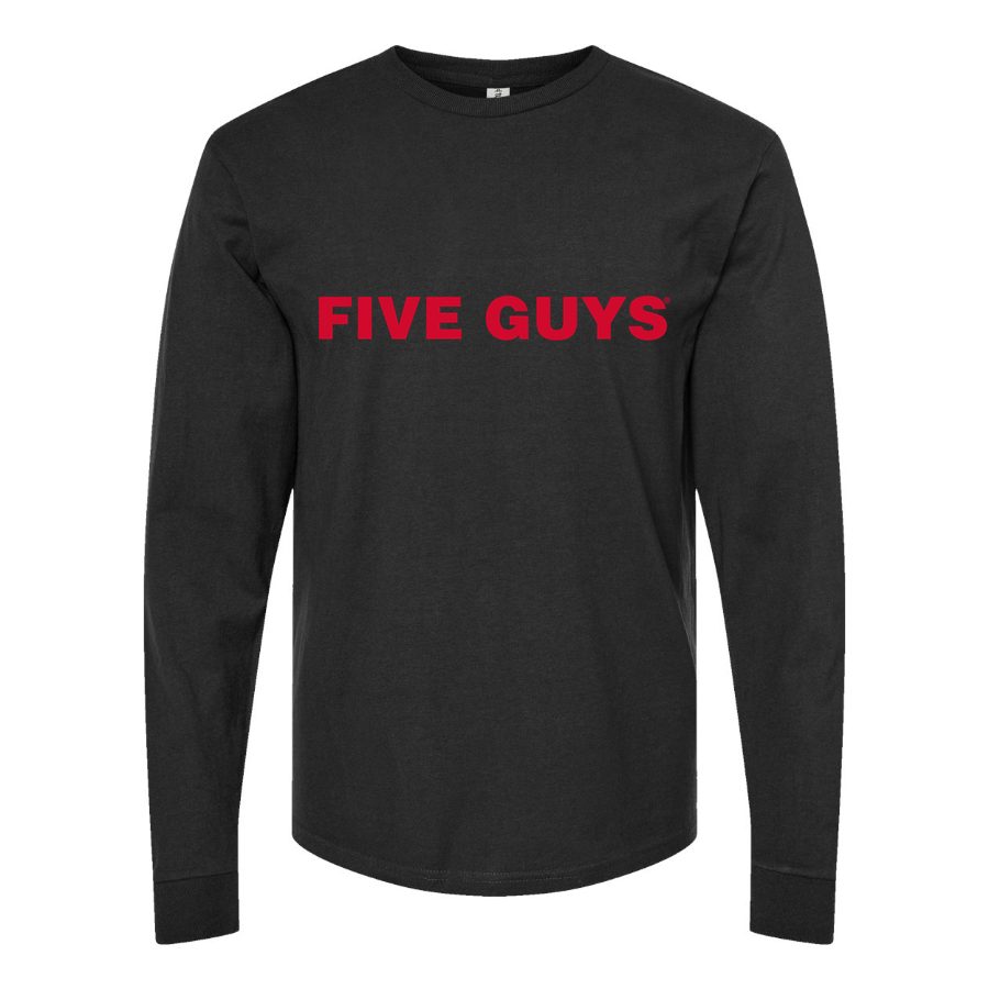 Men's Five guys Long sleeves Cotton Blend T-Shirt - Black