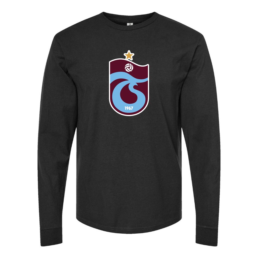 Men's Trabzonspor Soccer Logo Long sleeves Cotton Blend T-Shirt - Black