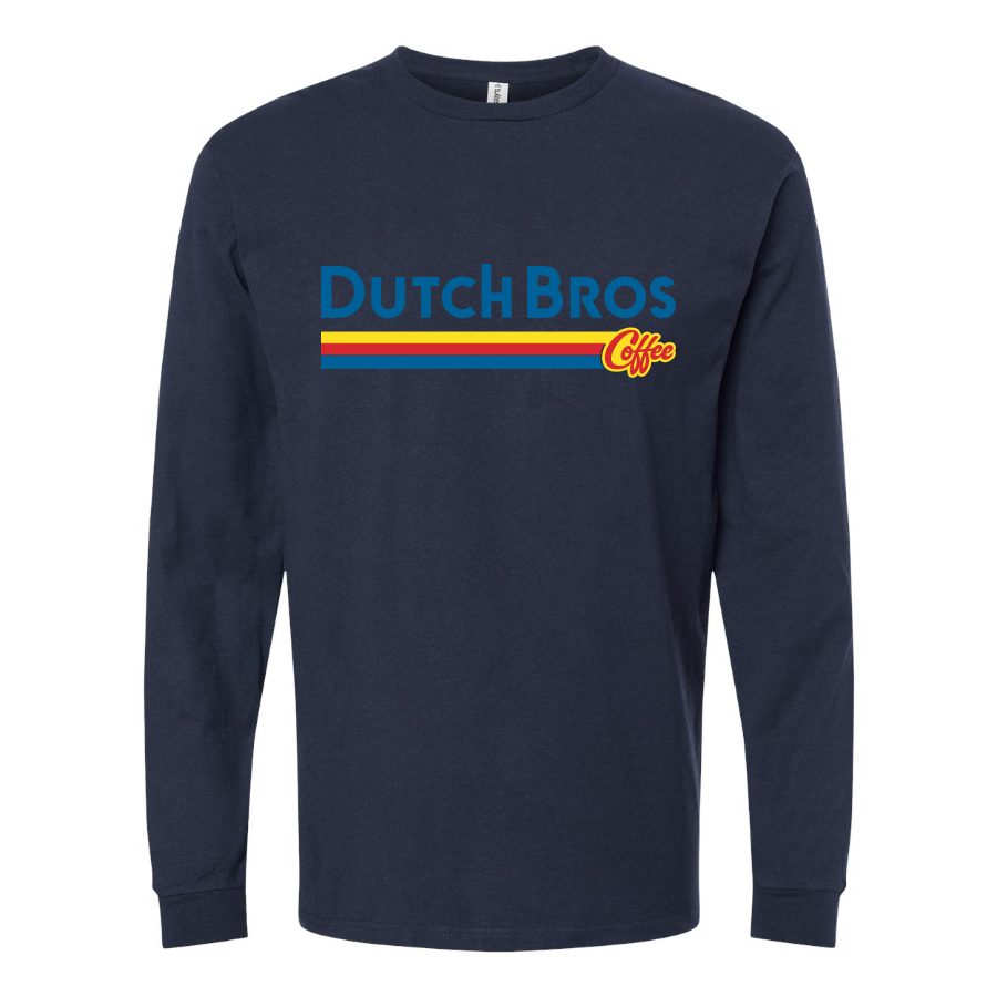 Men's Dutch Bros Coffee wordmark.svg Long sleeves Cotton Blend T-Shirt - Navy