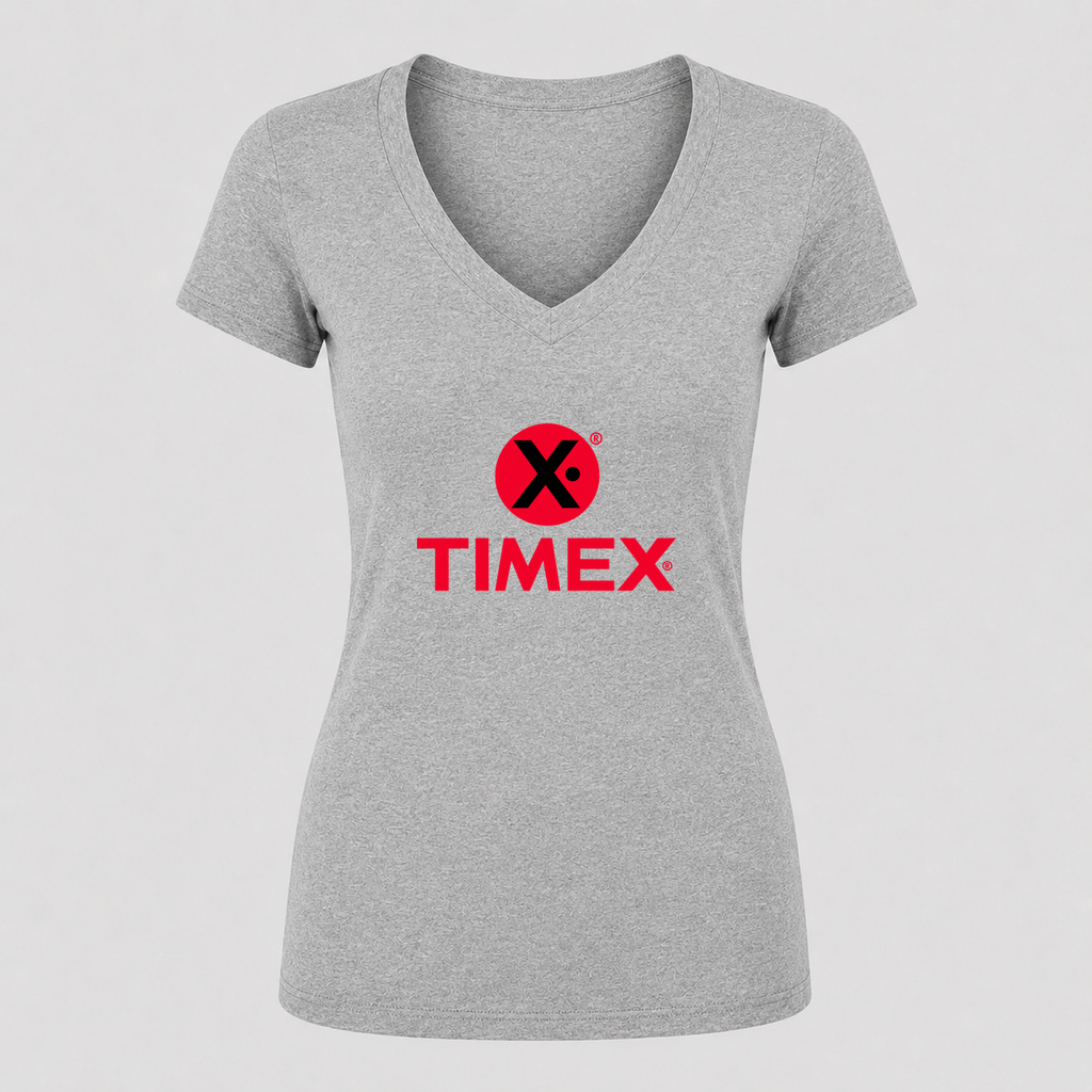 Women's Timex V Neck T-Shirt in gray