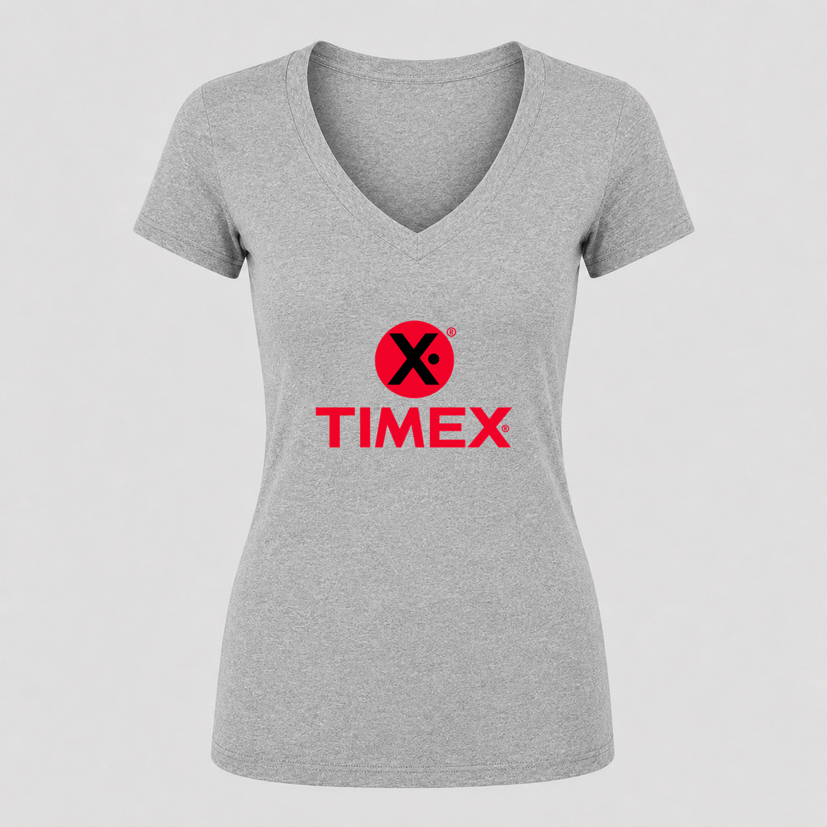 Women's Timex V Neck T-Shirt in gray