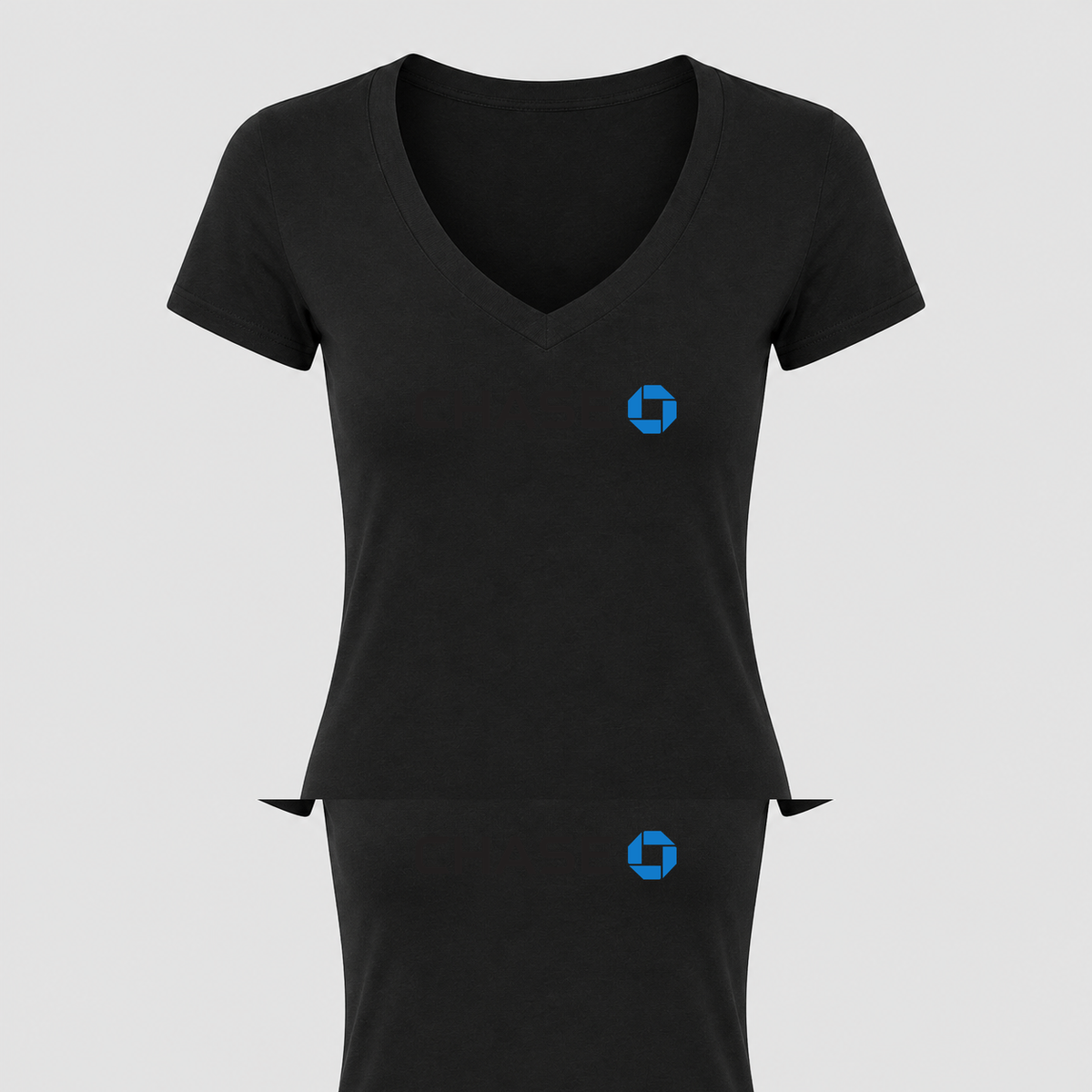 Women's Chase Black Design V Neck T-Shirt in black