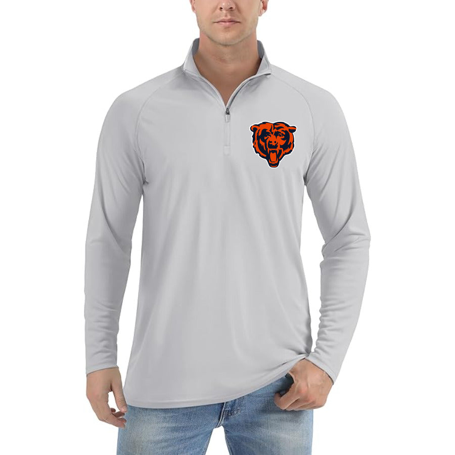 Chicago Bears quarter-zip athletic shirt in Light Gray