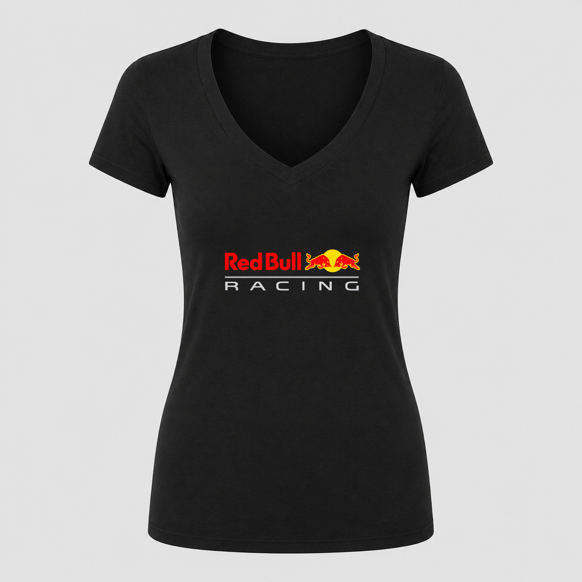 Women's Red Bull Racing V Neck T-Shirt in black