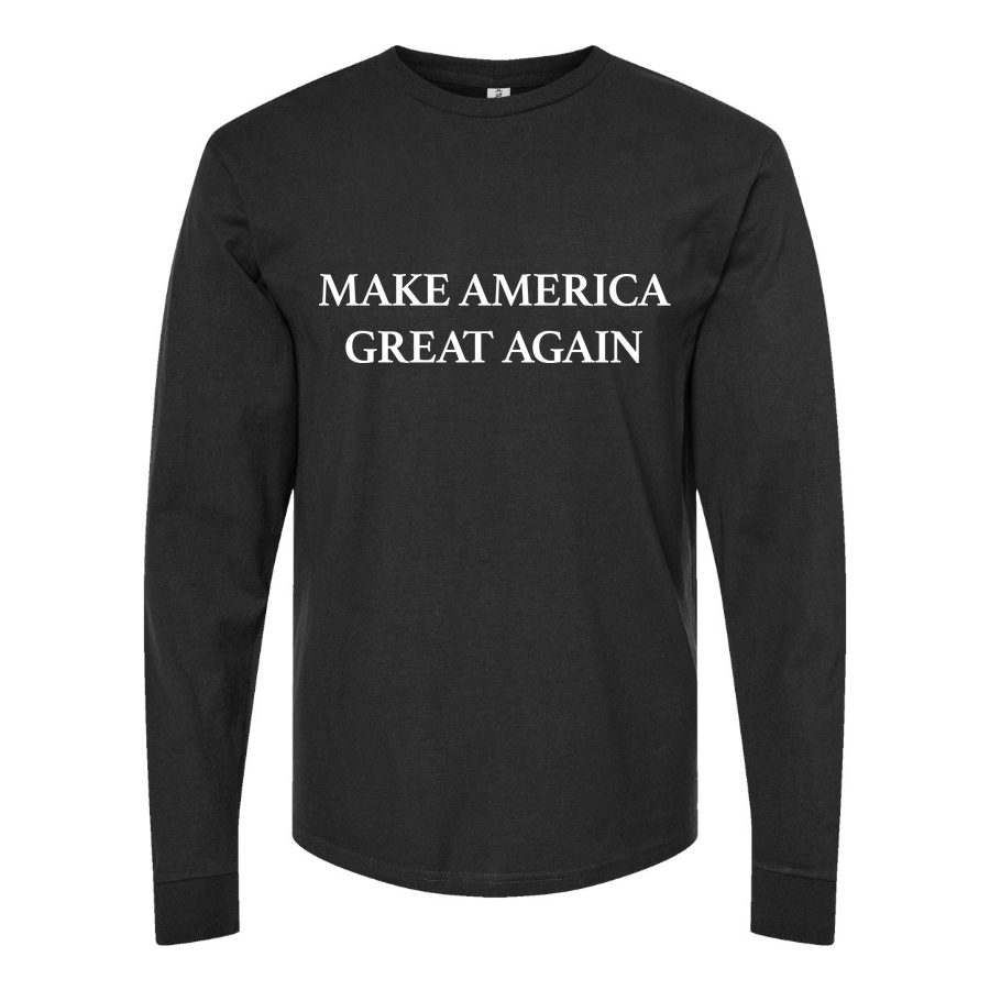 Men's Make America Great Again Logo White Long sleeves Cotton Blend T-Shirt - Black