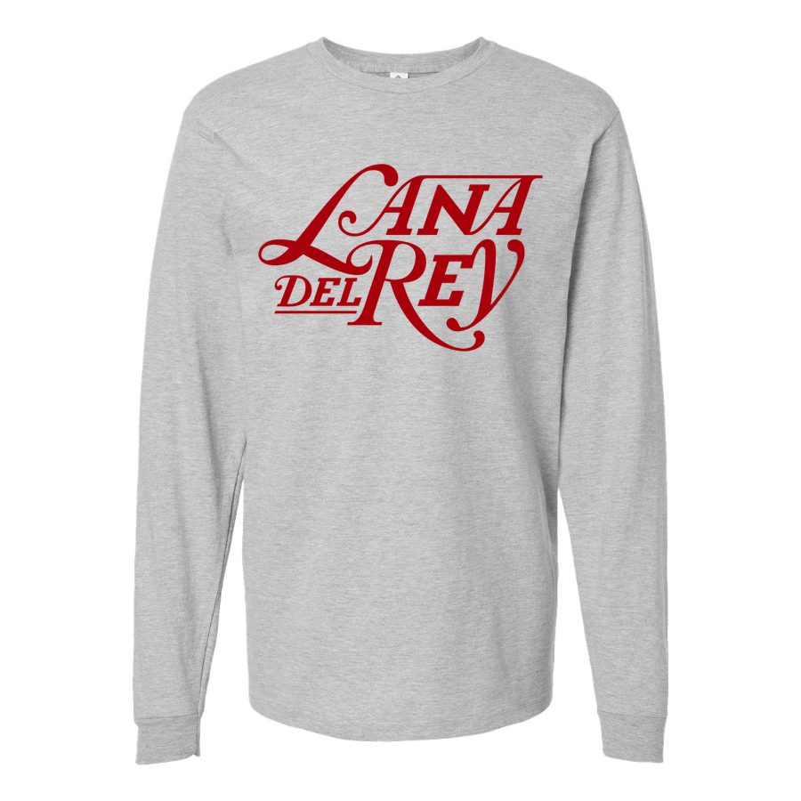 Men's Lana-Del-Rey-Logo-768x432 Long sleeves Cotton Blend T-Shirt - Gray
