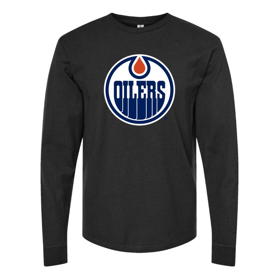 Men's Edmonton Oilers Long sleeves Cotton Blend T-Shirt - Black