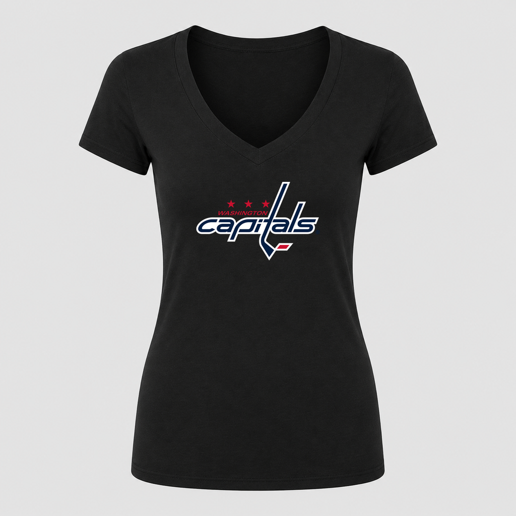 Women's Washington Capitals V Neck T-Shirt in black
