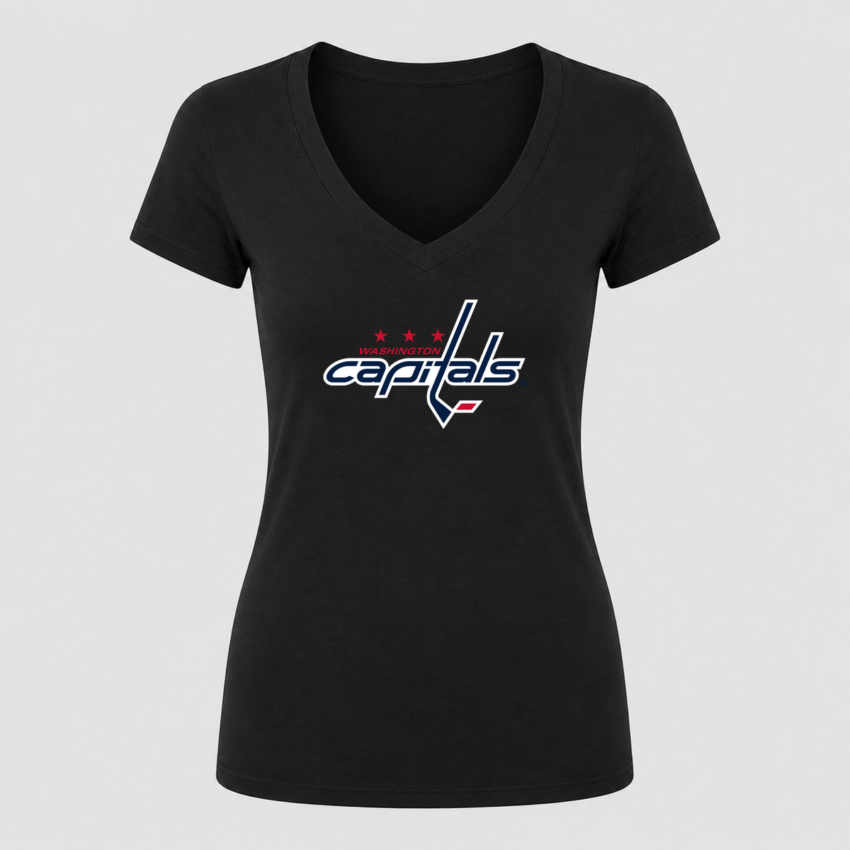 Women's Washington Capitals V Neck T-Shirt in black
