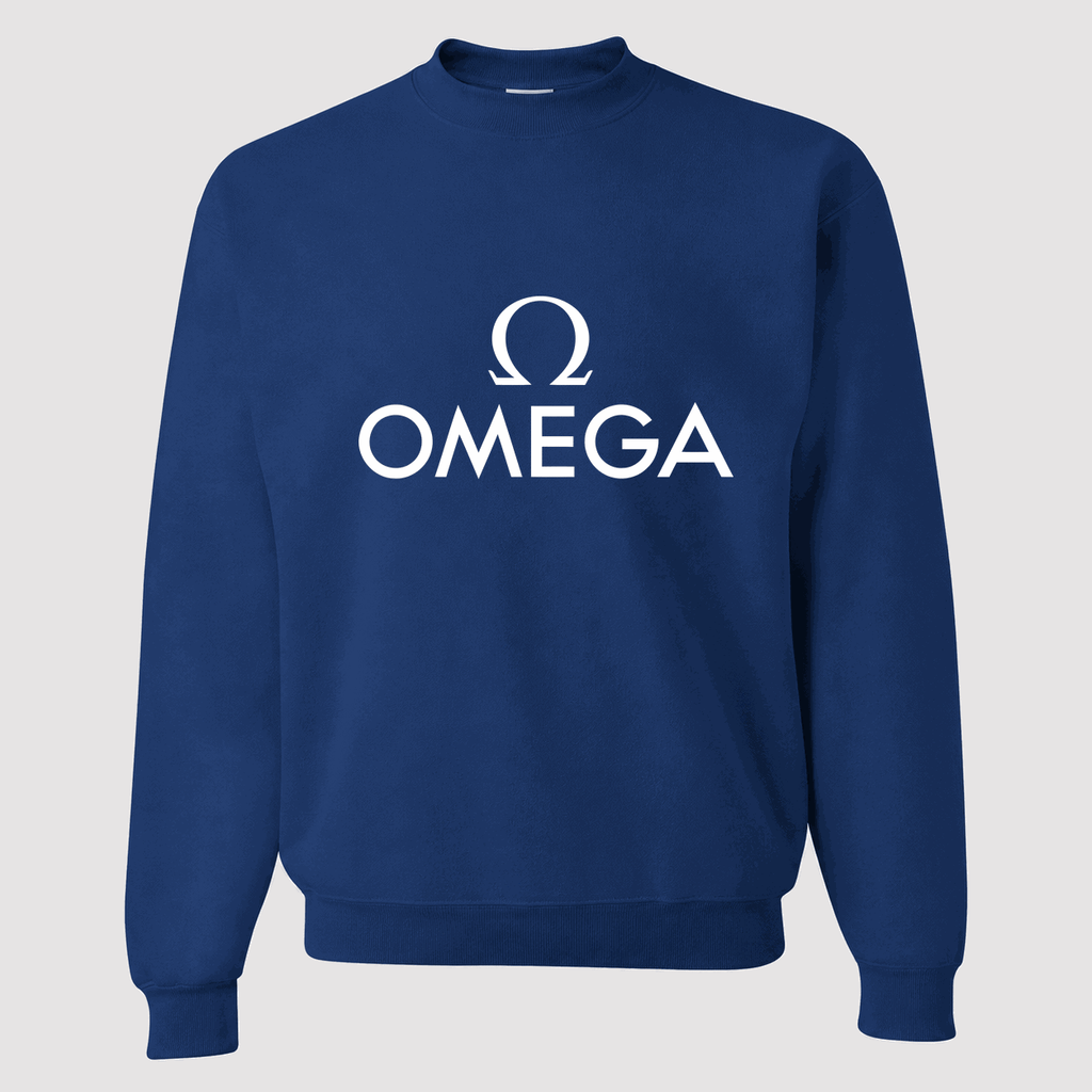 Men's Omega White Logo Crewneck Sweatshirt - Blue