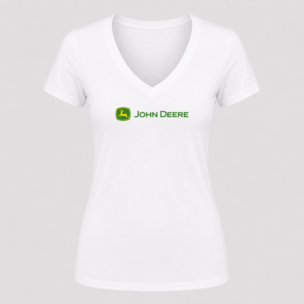 Women's John Deere V Neck T-Shirt in white