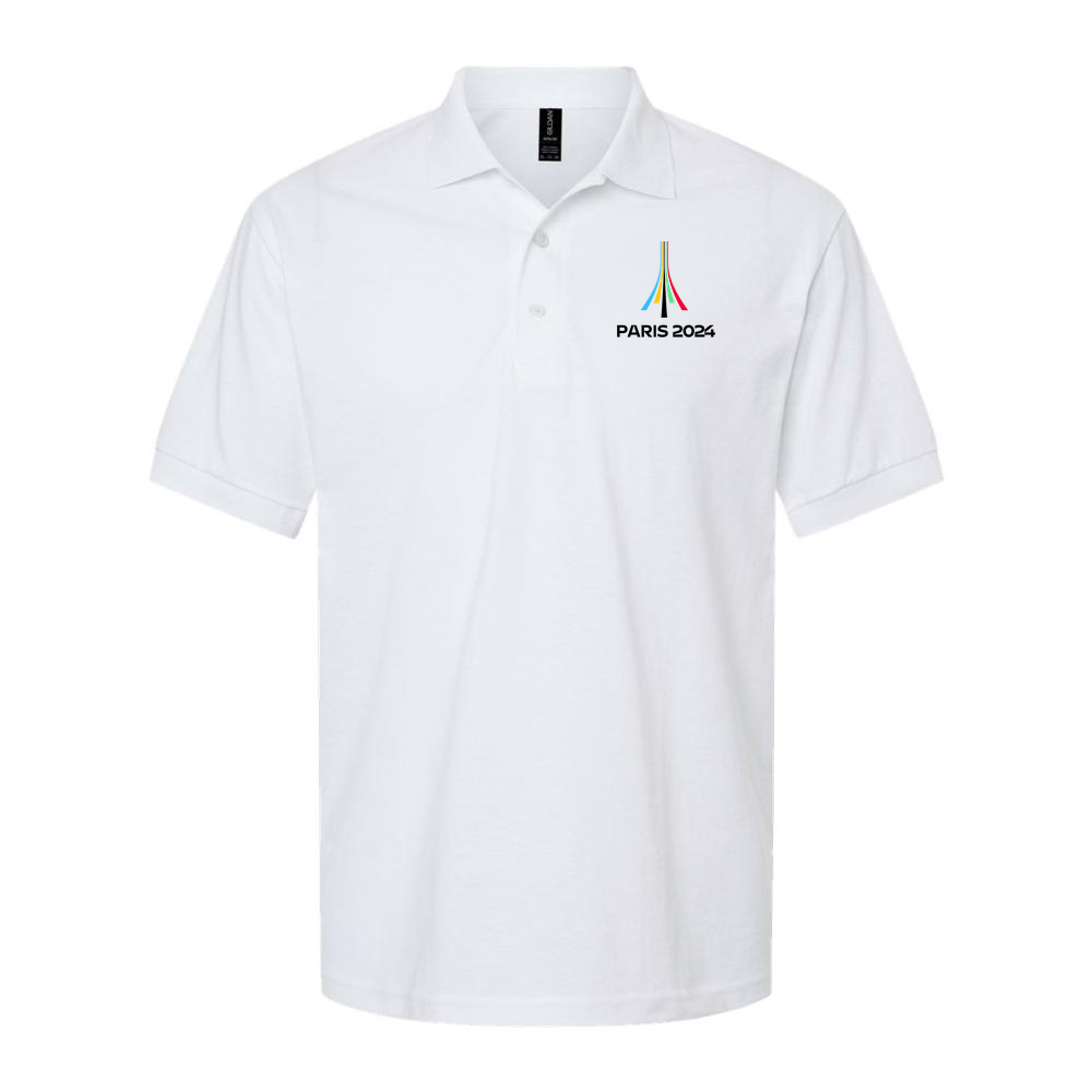 Men's Paris 2024 Olympics Black Logo Dry Blend Polo - White