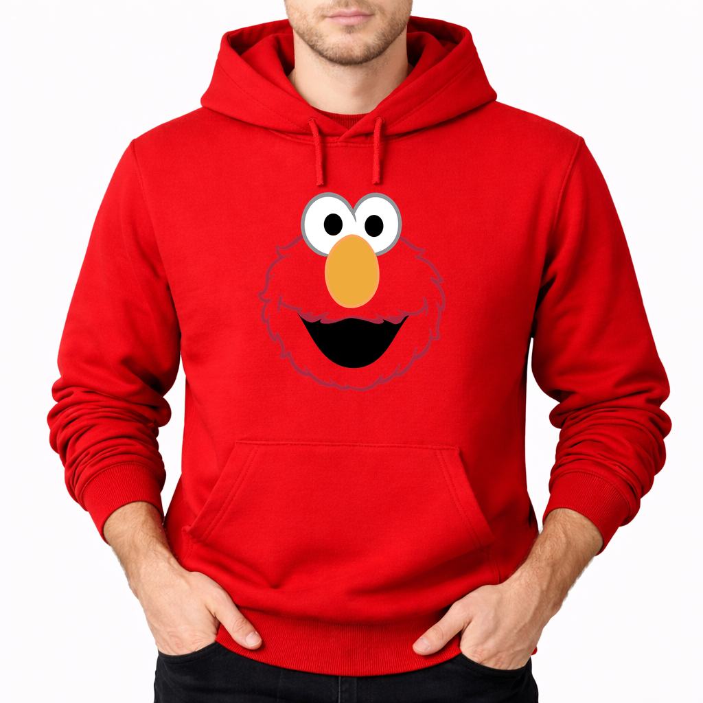 Men's Elmo Face Pullover Hoodie - Red
