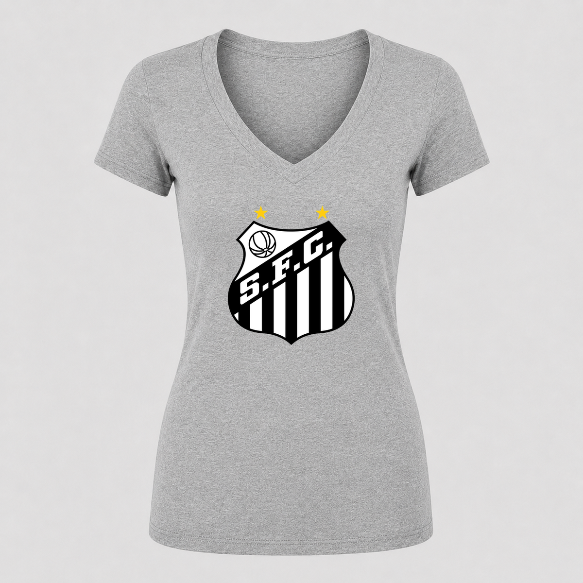 Women's Santos FC V Neck T-Shirt in gray