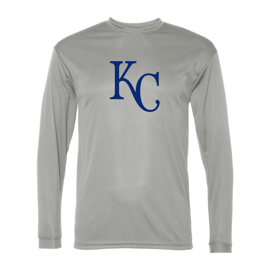 Men's Kansas City Royals Polyester Long Sleeve T-Shirt - Gray