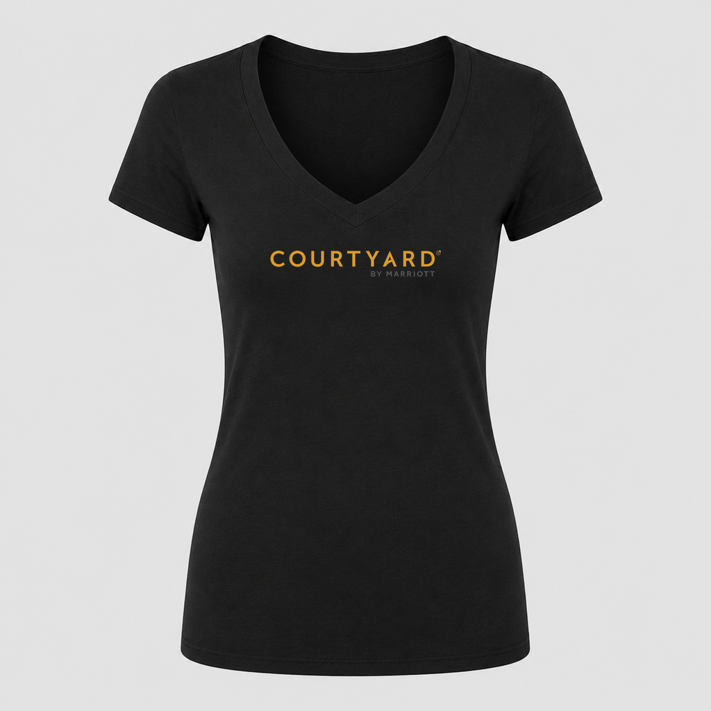 Women's Courtyard V Neck T-Shirt in black