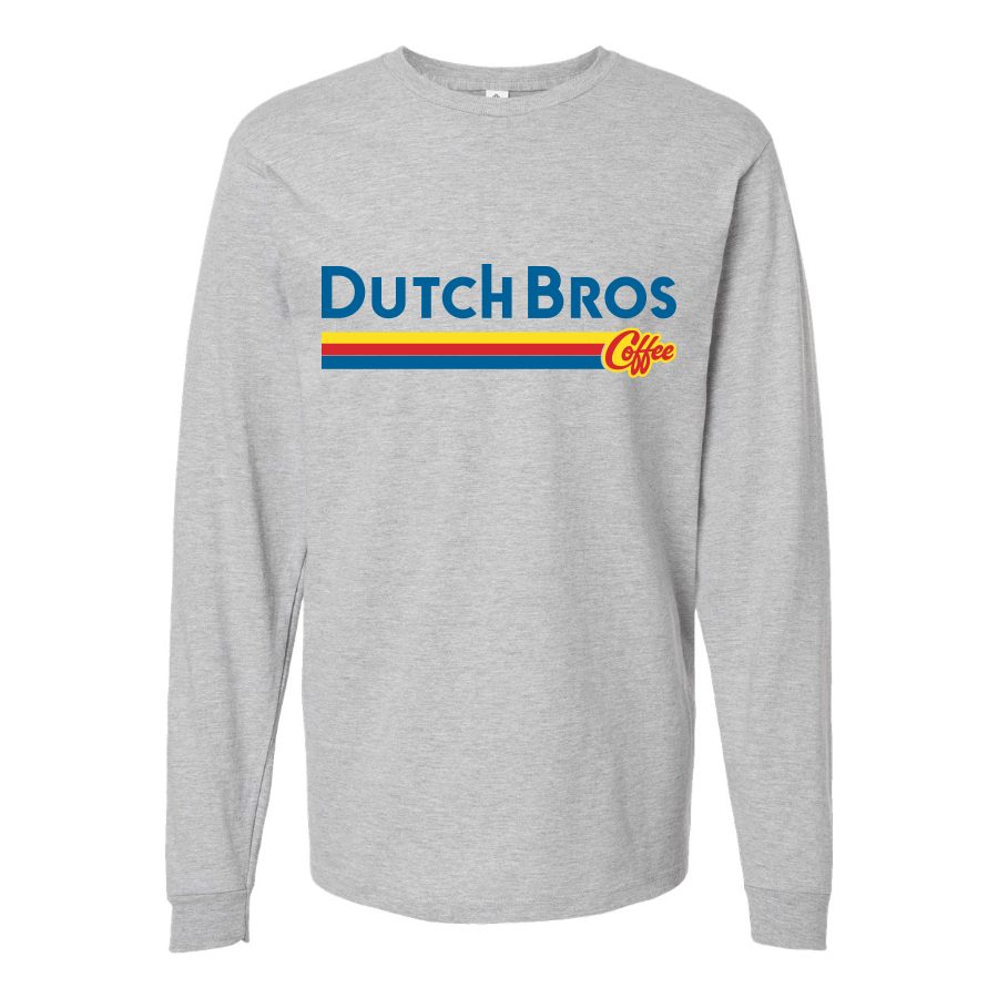 Men's Dutch Bros Coffee wordmark.svg Long sleeves Cotton Blend T-Shirt - Gray