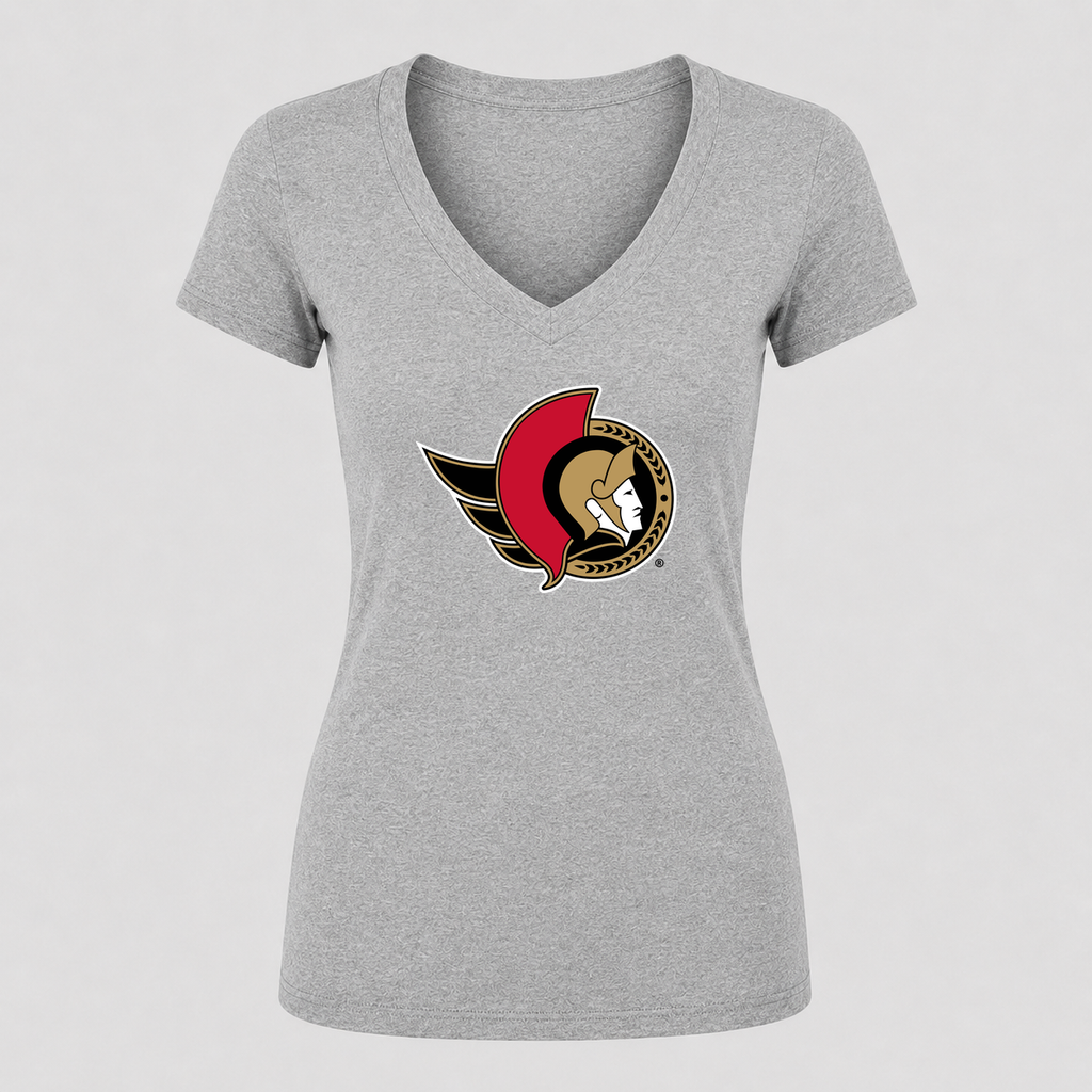 Women's Ottawa Senators V Neck T-Shirt in gray