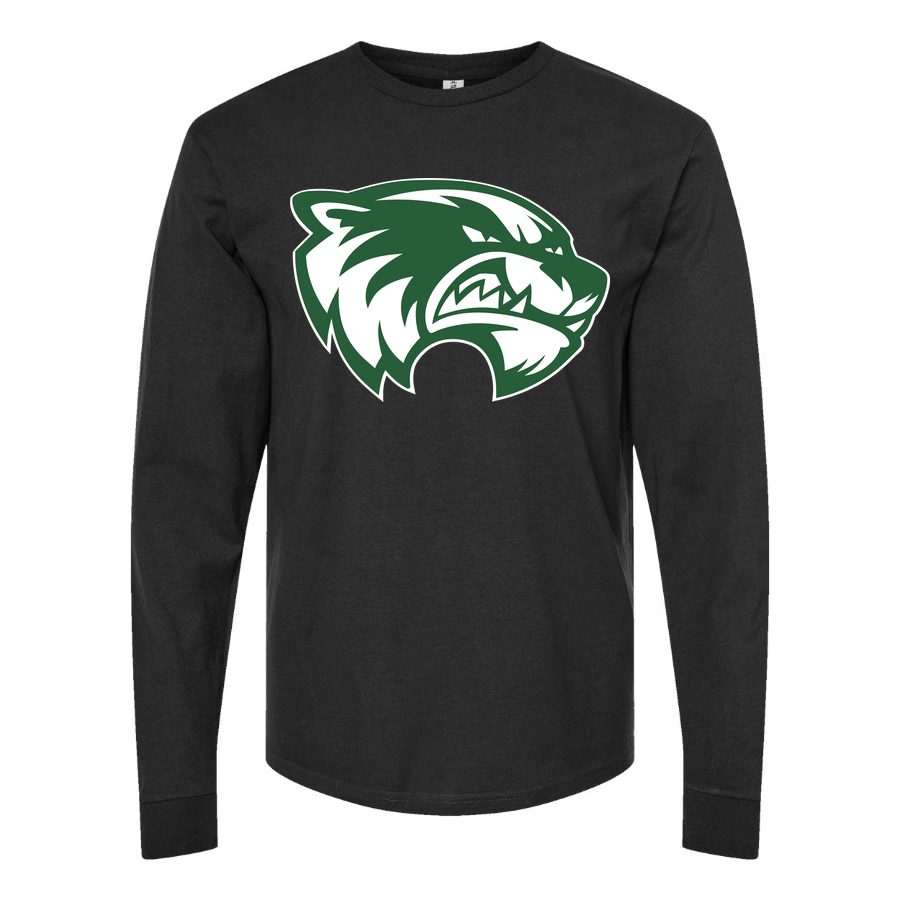 Men's Utah Valley Wolverines Logo Long sleeves Cotton Blend T-Shirt - Black