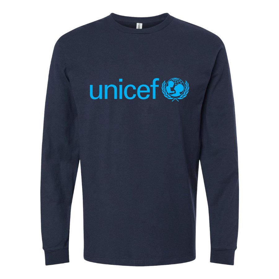 Men's UNICEF-logo-1536x864 Long sleeves Cotton Blend T-Shirt - Navy