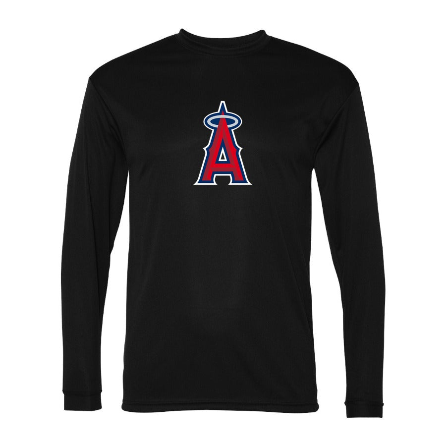 Men's Los Angeles Angels Polyester Long Sleeve T-Shirt - Black