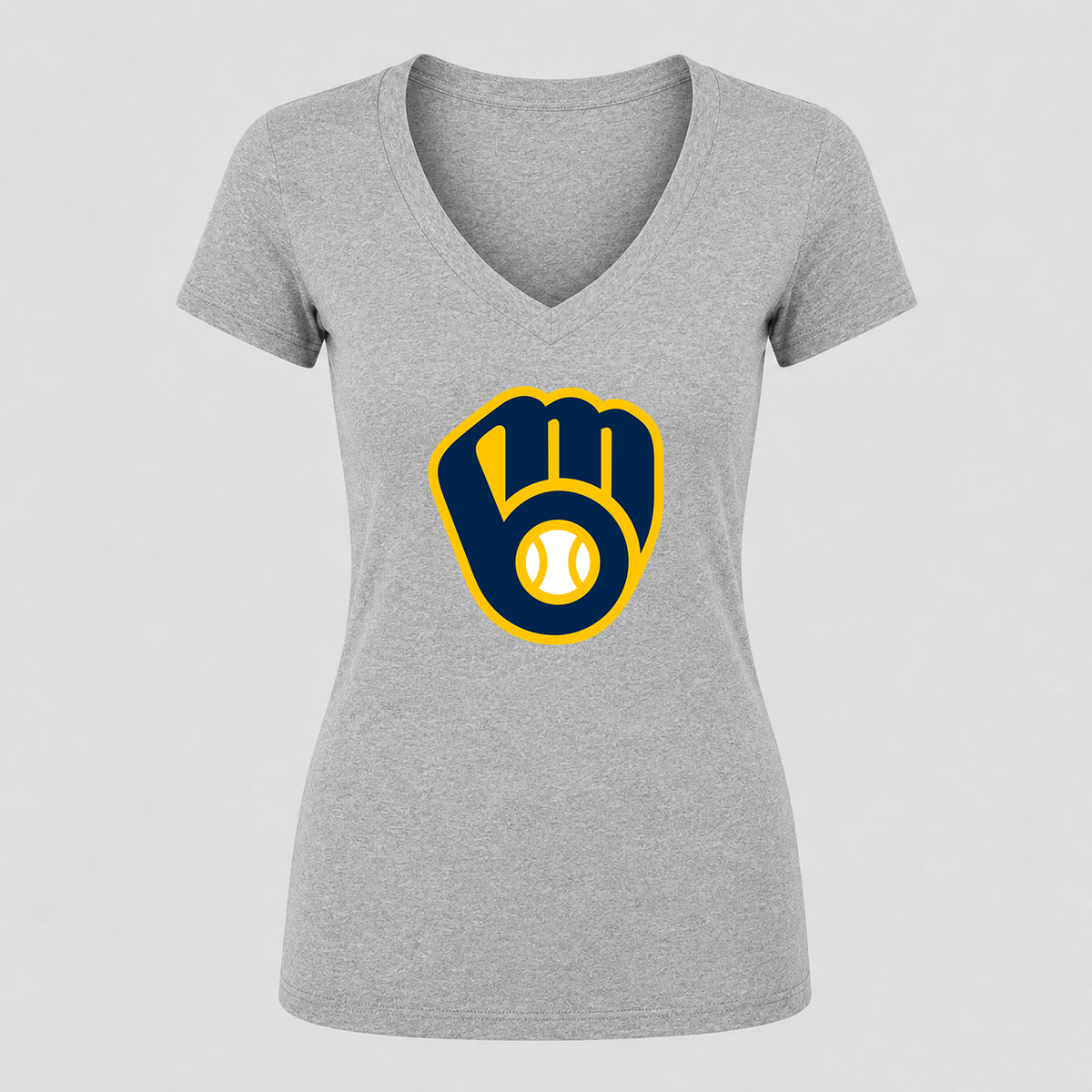 Women's Milwaukee Brewers V Neck T-Shirt in gray