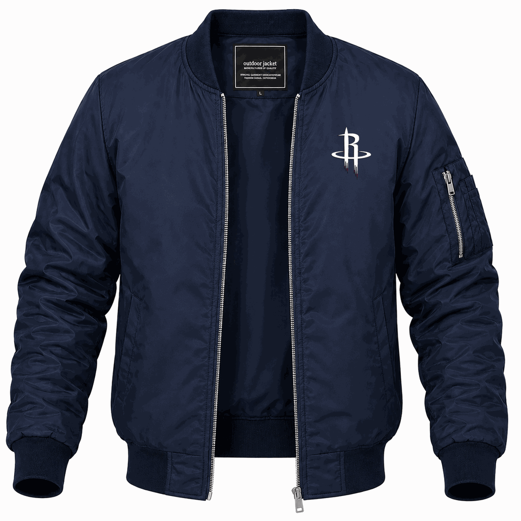 Men's Houston Rockets Army Green Lightweight Bomber Jacket - Navy