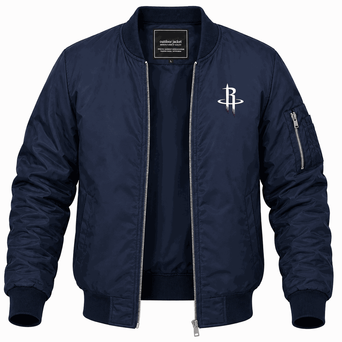 Men's Houston Rockets Army Green Lightweight Bomber Jacket - Navy