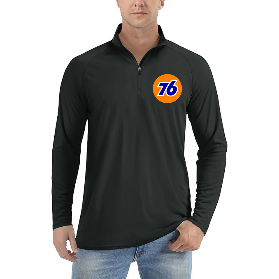 76 Logo quarter-zip athletic shirt in Black