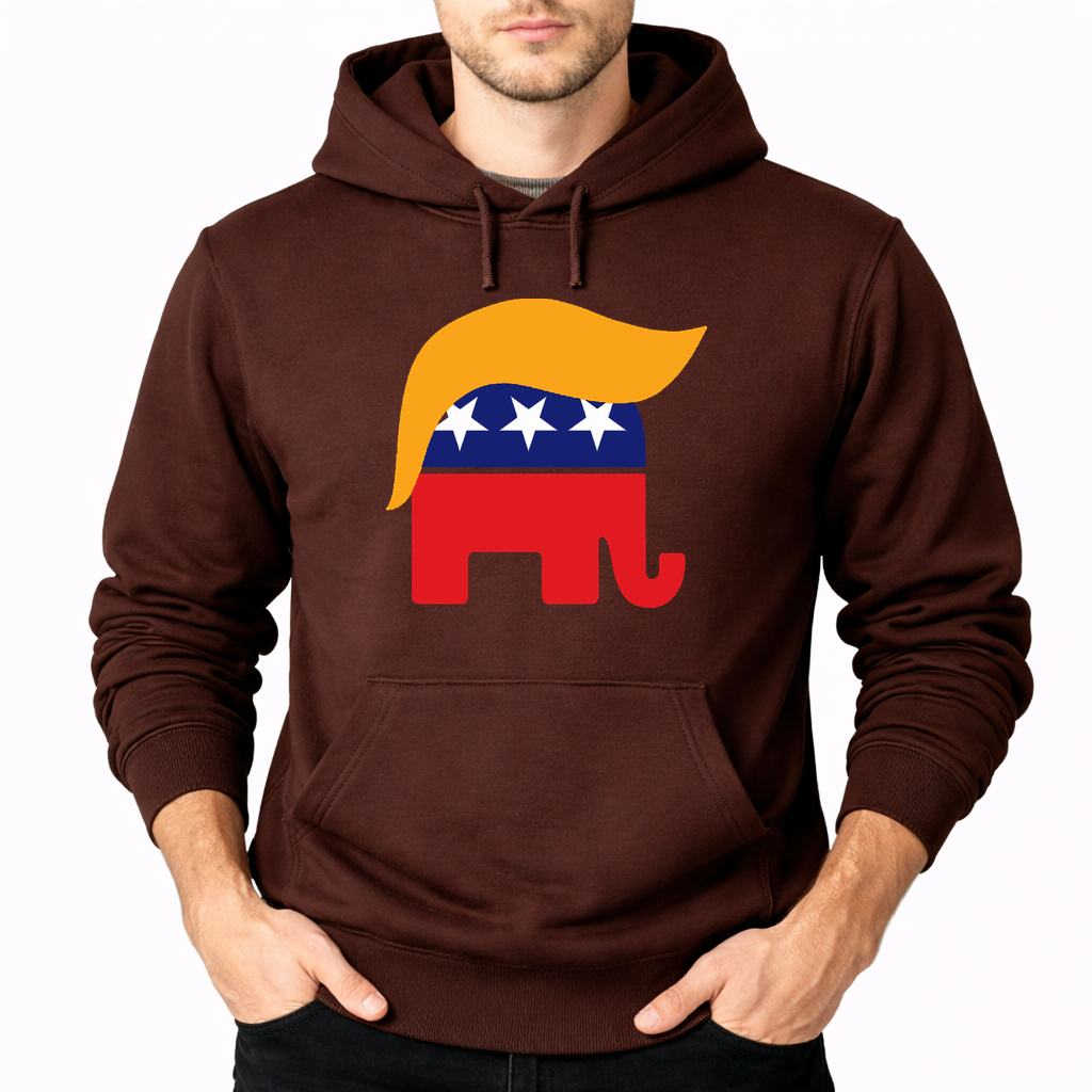 Men's Donald Trump GOP Elephant Pullover Hoodie - Brown