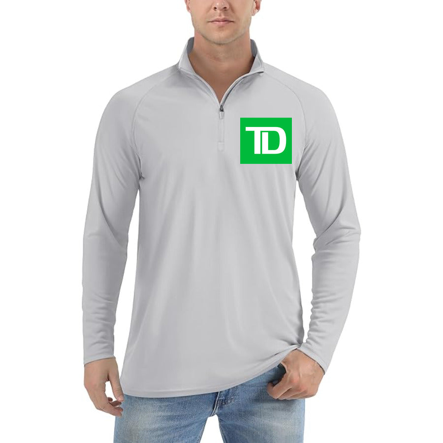 TD Bank logo quarter-zip athletic shirt in Light Gray