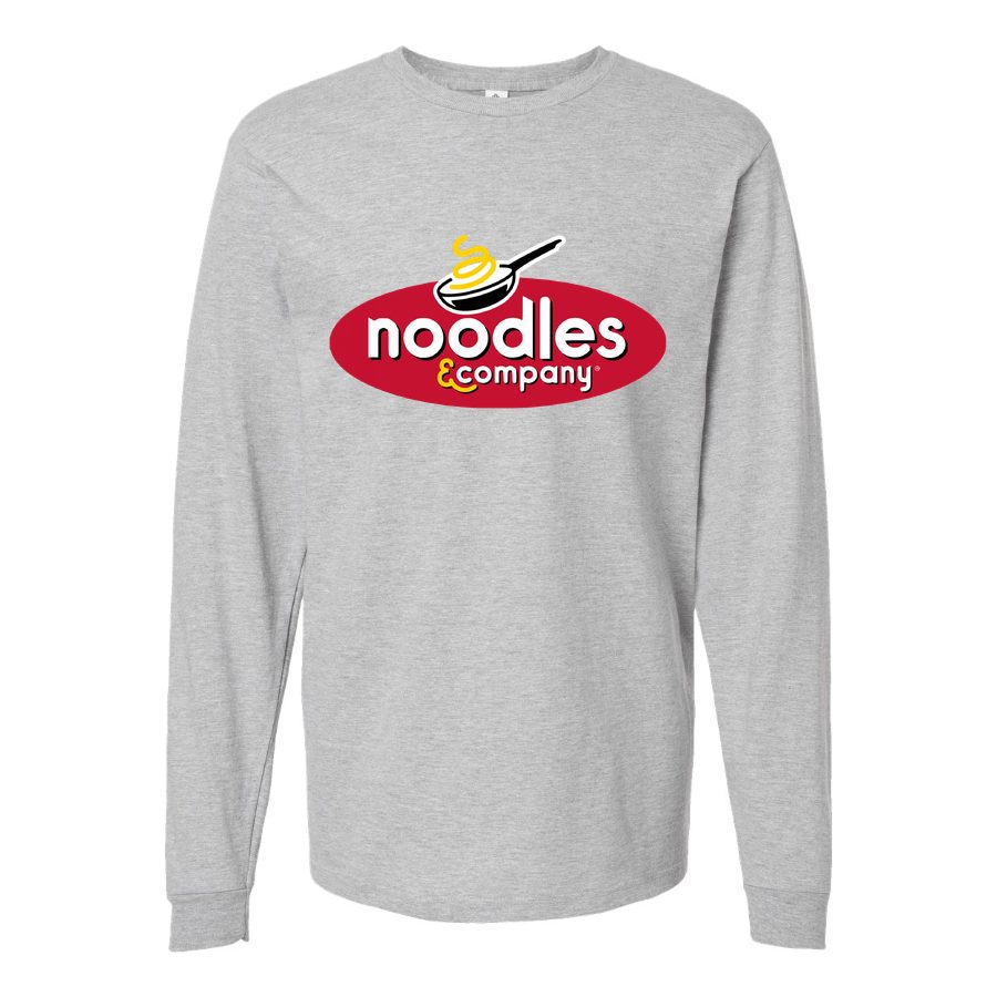 Men's Logo-Noodles-Company-1536x864 Long sleeves Cotton Blend T-Shirt - Gray