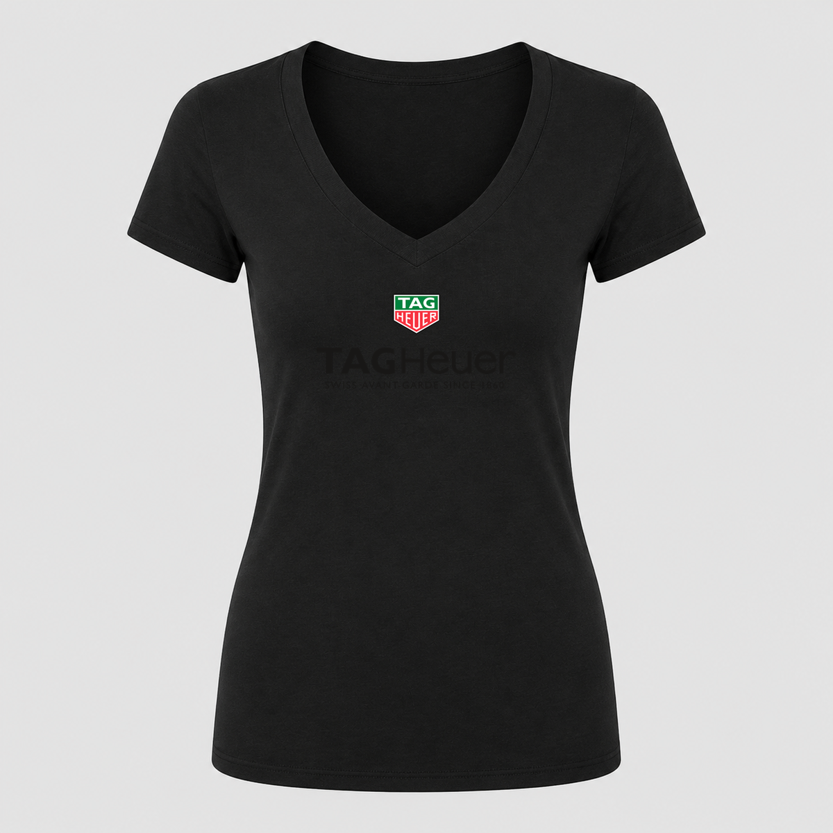 Women's TAG Heuer V Neck T-Shirt in black