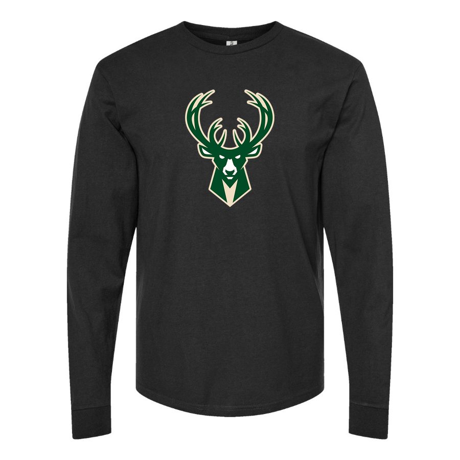 Men's Milwaukee Bucks Long sleeves Cotton Blend T-Shirt - Black