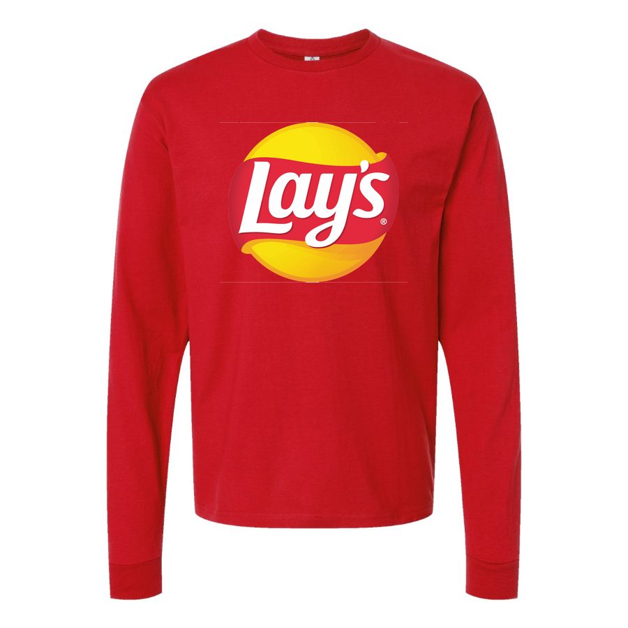 Men's Lays-Logo-food Long sleeves Cotton Blend T-Shirt - Red