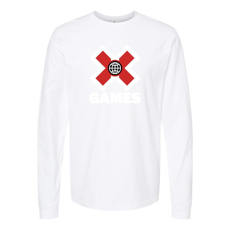 Men's X Games logo.white Long sleeves Cotton Blend T-Shirt - White
