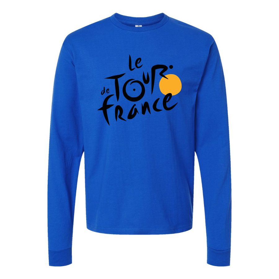 Men's Tour de France logo.svg Long sleeves Cotton Blend T-Shirt - Blue