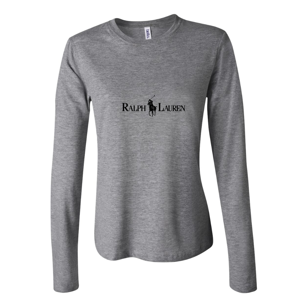 Women's Polo Ralph Lauren Logo Black Long Sleeve T-Shirt - Gray