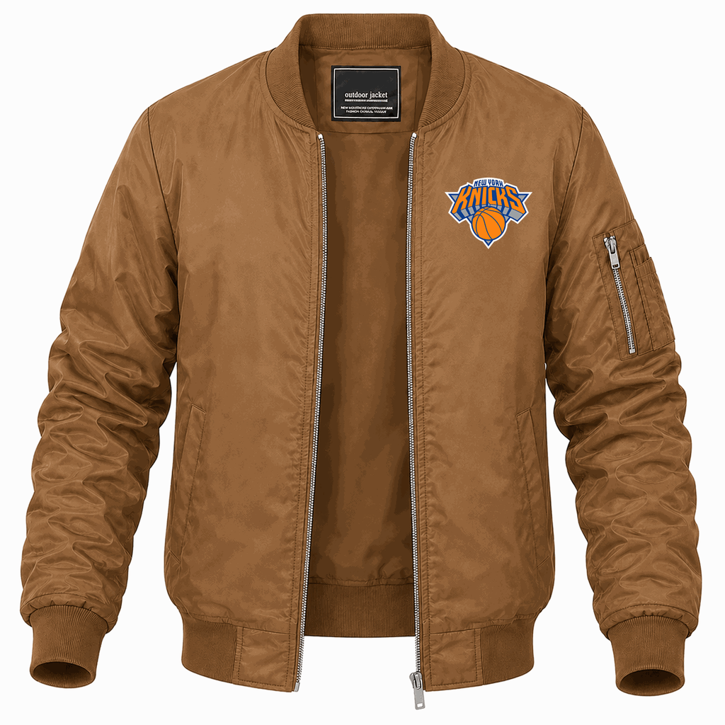 Men's New York Knicks Lightweight Bomber Jacket - Brown