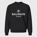 Men's Balmain Paris White Logo Crewneck Sweatshirt - Black