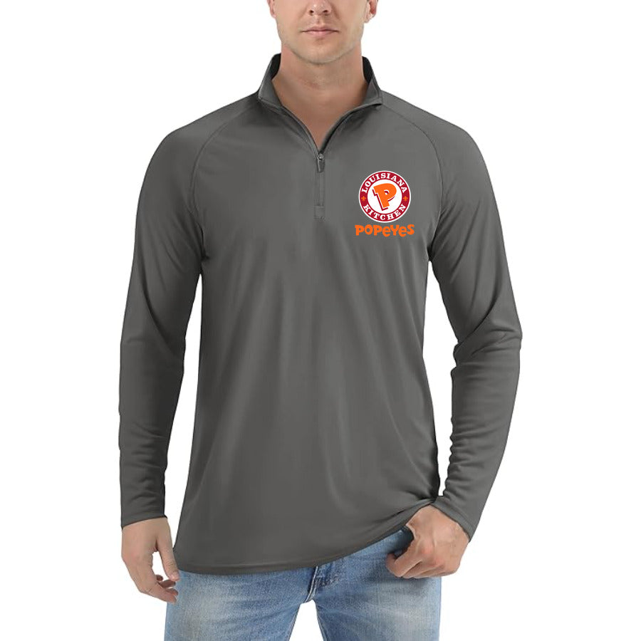 Popeyes Louisiana Kitchen quarter-zip athletic shirt in Dark Gray