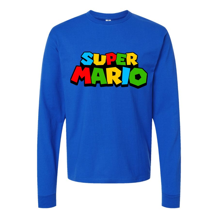 Men's Super Mario Long sleeves Cotton Blend T-Shirt - Blue
