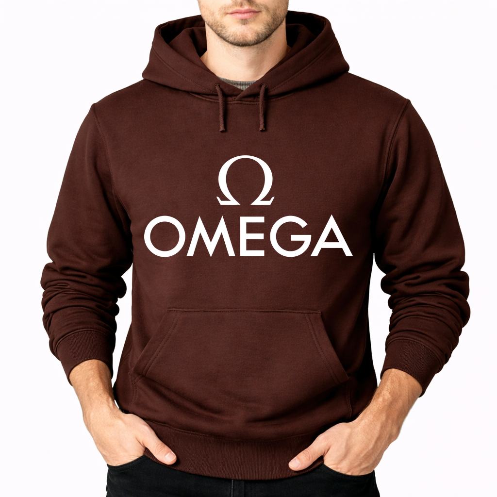 Men's Omega White Pullover Hoodie - Brown