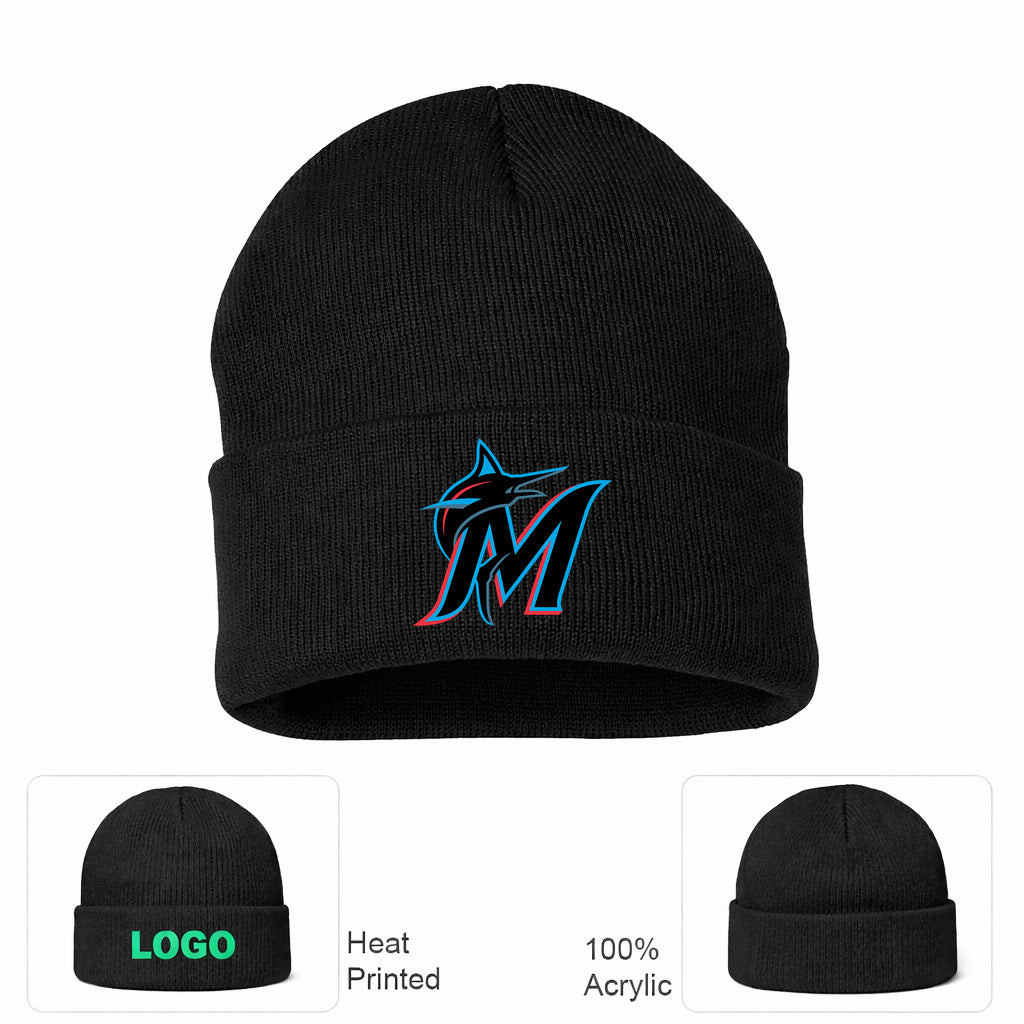 MLB Miami Marlins Beanie Hat - Black