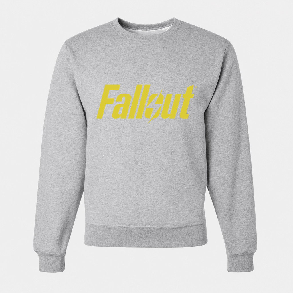 Men's Fallout Yellow Logo Crewneck Sweatshirt - Gray