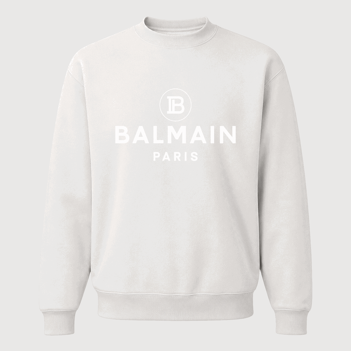 Men's Balmain Paris White Logo Crewneck Sweatshirt - White